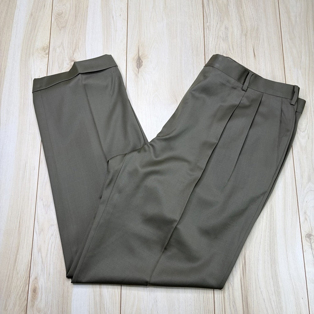 Zanella Bennett Men's 100% Wool Dress Pants Green Size 40x32 Pants Stretch